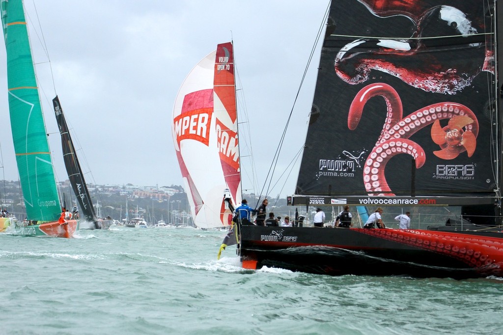 Puma rounds the final mark, but Camper is long gone - Auckland InPort Race © Richard Gladwell www.photosport.co.nz